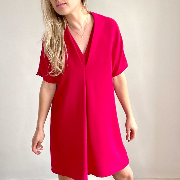 Vince Pink Magenta Short Sleeve Shift Dress Small - Picture 1 of 9